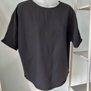Who What Wear Black Boxy Short Sleeve Top